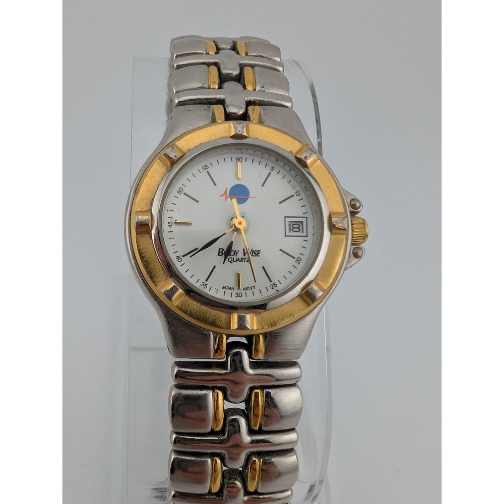 Body Wise Watch Women 26mm Case Two Tone 6.75" Band- New Battery